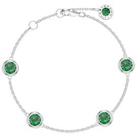 Emerald By the Yard Platinum plated Silver Bracelet