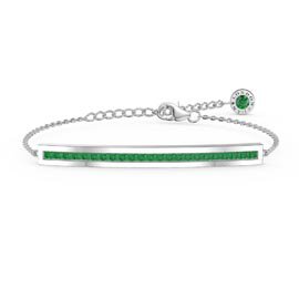 Princess Emerald 10K White Gold Line Bracelet