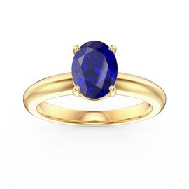 Unity 1.25ct Oval Blue Sapphire Solitaire 10K Yellow Gold Proposal Ring