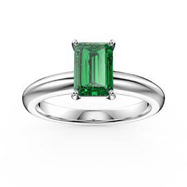 Unity 1ct Emerald cut Emerald Solitaire 10K White Gold Proposal Ring