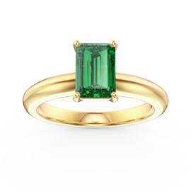 Unity 1ct Emerald cut Emerald Solitaire 10K Yellow Gold Proposal Ring