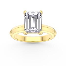 Unity 3ct Diamond Emerald Cut Solitaire 18K Yellow Gold Engagement Ring