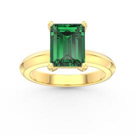 Unity 3ct Emerald Cut Emerald Solitaire 10K Yellow Gold Proposal Ring