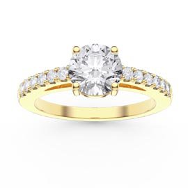 Unity 1ct Moissanite Diamond Pave 18K Yellow Gold Engagement Ring