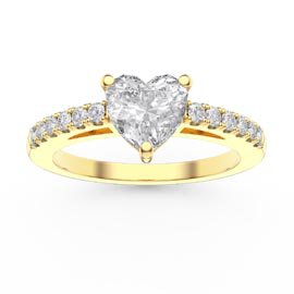Unity 1ct Heart Moissanite Pave 18K Yellow Gold Engagement Ring