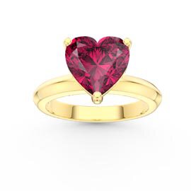 Unity 2ct Heart Ruby Solitaire 18K Yellow Gold Promise Ring