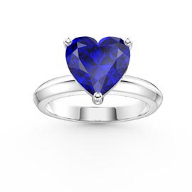 Unity 2ct Heart Blue Sapphire Solitaire Platinum Plated Silver Promise Ring