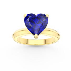 Unity 2ct Heart Blue Sapphire Solitaire 18K Yellow Gold Proposal Ring