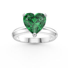 Unity 2ct Heart Emerald Solitaire 10K White Gold Proposal Ring