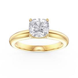 Unity 1ct Moissanite Cushion cut Solitaire 10K Yellow Gold Proposal Ring