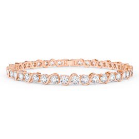 Infinity Diamond CZ 18K Rose Gold plated S Bar Silver Tennis Bracelet
