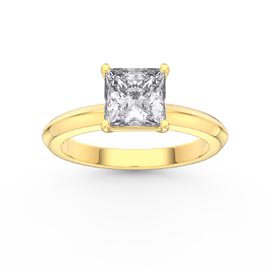 Unity 1ct Princess Moissanite Solitaire 10K Yellow Gold Proposal Ring