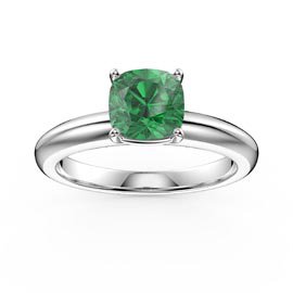 Unity 1ct Emerald Cushion Cut Solitaire 18K White Gold Proposal Ring