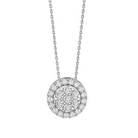 Infinity White Sapphire Pave and Halo Platinum plated Silver Pendant Set