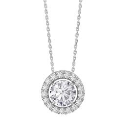 Infinity White Sapphire Solitaire and Halo Platinum plated Silver Pendant Set