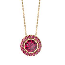 Infinity Ruby Solitaire and Halo 18K Gold Vermeil Pendant Set