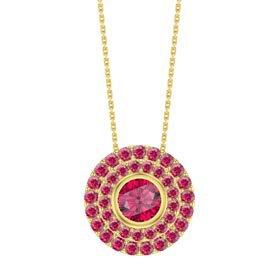 Infinity Ruby Solitaire and Halo 18K Gold Vermeil Pendant Max Set