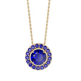Infinity Sapphire Solitaire and Halo 18K Gold Vermeil Pendant Set