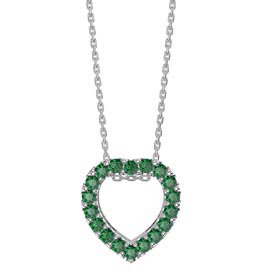 Infinity Heart Emerald Halo Platinum plated Silver Pendant