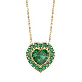 Infinity Emerald Heart Solitaire and Halo 18K Gold Vermeil Pendant Set