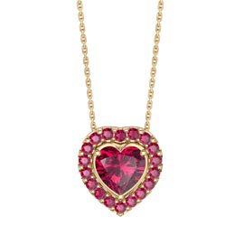 Infinity Heart Ruby Solitaire and Halo 18K Gold Vermeil Pendant Set