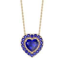 Infinity Heart Sapphire Solitaire and Halo 18K Gold Vermeil Pendant Set