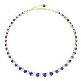 Eternity 30ct Sapphire and Diamond CZ 18K plated Silver Graduated Tennis Necklace
