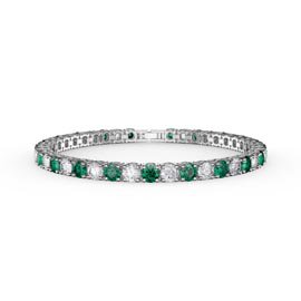 Eternity 10ct Emerald and Moissanite Platinum plated Silver Tennis Bracelet