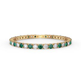 Eternity 10ct Emerald and White Sapphire 18K Gold Vermeil Tennis Bracelet