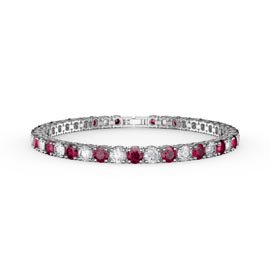 Eternity 10ct Ruby and Moissanite Platinum plated Silver Tennis Bracelet