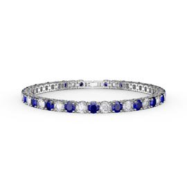 Eternity 10ct Sapphire and Diamond CZ Rhodium plated Silver Tennis Bracelet