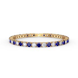 Eternity 10ct Blue and White Sapphire 18K Gold Vermeil Tennis Bracelet