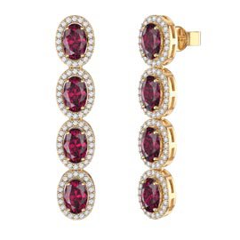Eternity 4ct Ruby and White Sapphire Oval Halo 18K Gold Vermeil Drop Earrings