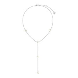 Pearl By the Yard Platinum plated Silver Lariat Necklace