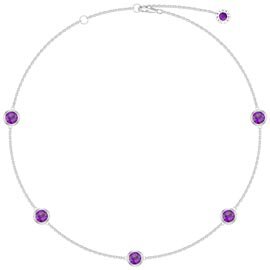 Amethyst By the Yard Platinum plated Silver Choker Necklace