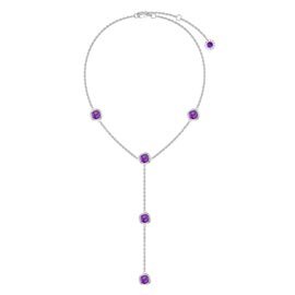 Amethyst By the Yard Platinum plated Silver Lariat Necklace