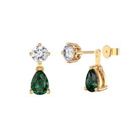 Charmisma 6ct Emerald CZ 18K Gold Vermeil Pear Earring Set