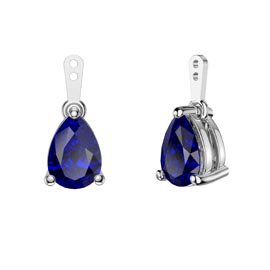 Charisma 4ct Blue Sapphire Platinum Plated Silver Pear Earring Drops