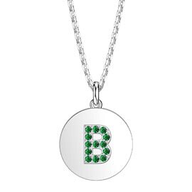 Charmisma Emerald Pave Platinum plated Silver Alphabet Pendant B