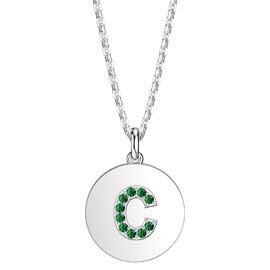 Charmisma Emerald Pave Platinum plated Silver Alphabet Pendant C