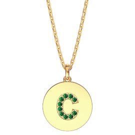 Charmisma Emerald Pave 18K Gold Vemeil Alphabet Pendant C