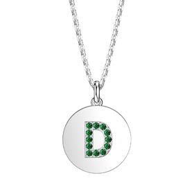 Charmisma Emerald Pave Platinum plated Silver Alphabet Pendant D
