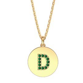 Charmisma Emerald Pave 18K Gold Vemeil Alphabet Pendant D