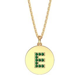 Charmisma Emerald Pave 18K Gold Vemeil Alphabet Pendant E