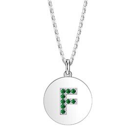 Charmisma Emerald Pave Platinum plated Silver Alphabet Pendant F