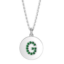 Charmisma Emerald Pave Platinum plated Silver Alphabet Pendant G