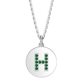 Charmisma Emerald Pave Platinum plated Silver Alphabet Pendant H