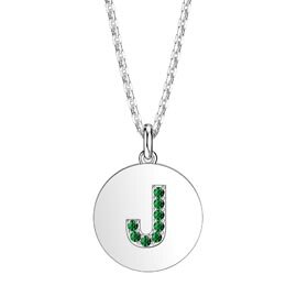 Charmisma Emerald Pave Platinum plated Silver Alphabet Pendant J