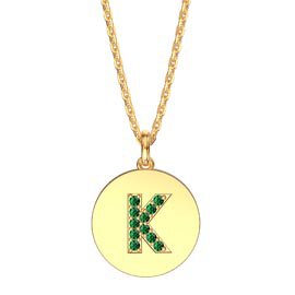 Charmisma Emerald Pave 18K Gold Vemeil Alphabet Pendant K
