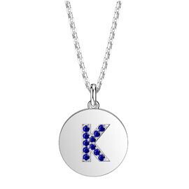 Charmisma Sapphire Pave Platinum plated Silver Alphabet Pendant K